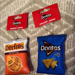 2 NEW DORITOS Ornaments - Red & Blue BAGS- UNIQUE GIFT TORTILLA CHIPS-RANCH